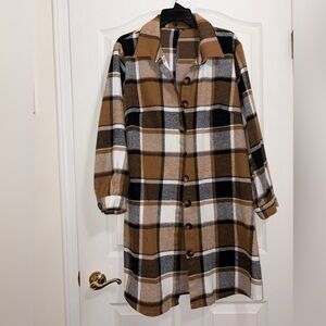 Plaid Button-Up Women's Coat